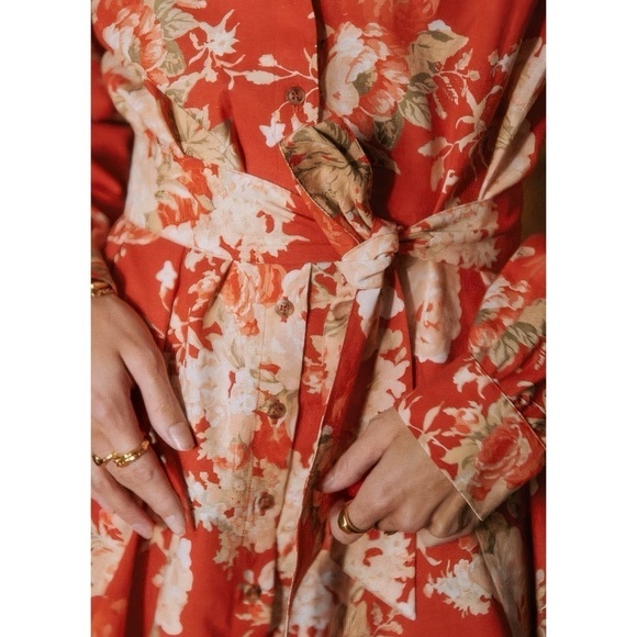 NWOT Sezane Mini Linen-Blend Sol Floral Shirt Dress - Picture 5 of 7
